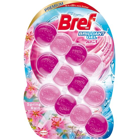 Odorizant toaletă Bref Brilliant, Spring Rain, 3×42 g