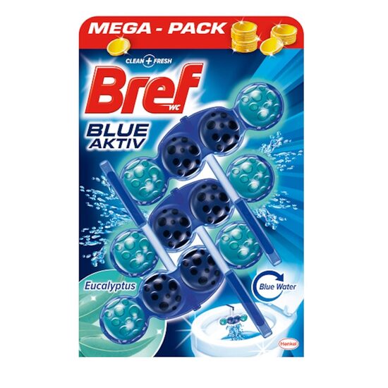 Odorizant toaletă Bref Blue Aktiv Eucalipt 3x50g