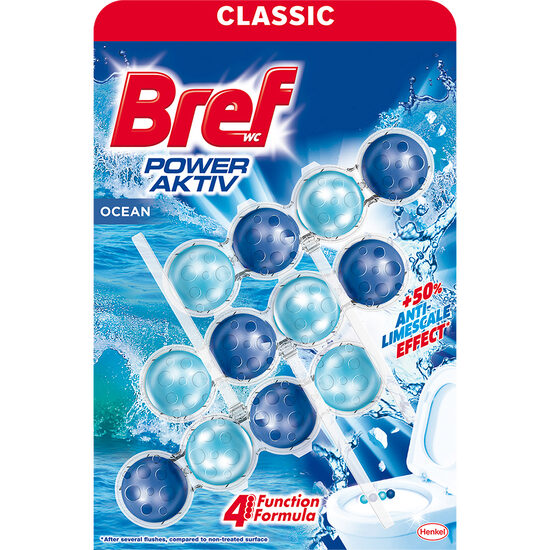 Odorizant toaletă Bref Power Aktiv, Ocean, 3 x 50g