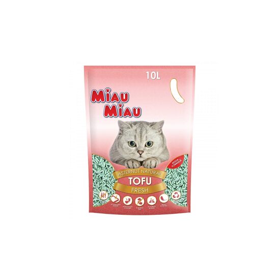 Așternut tofu Miau Miau Fresh, 10L