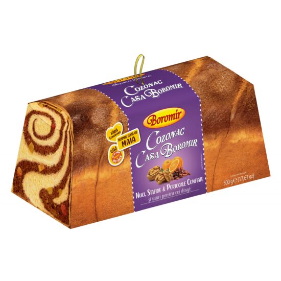 Cozonac Boromir Nuci, Stafide & Portocale, 500 g