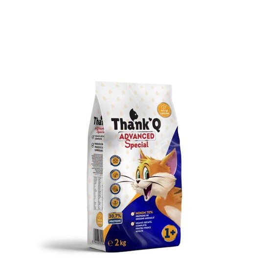 Hrană uscată pentru pisici adulte ThankQ cu pui și legume, 2 kg
