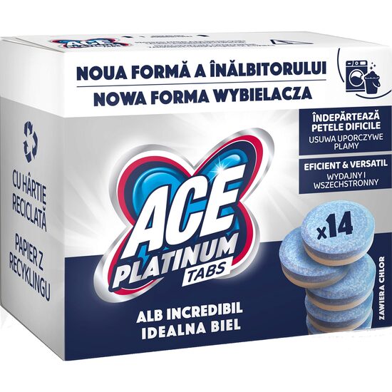 Tablete înălbitor ACE Platinum, 14 bucăți