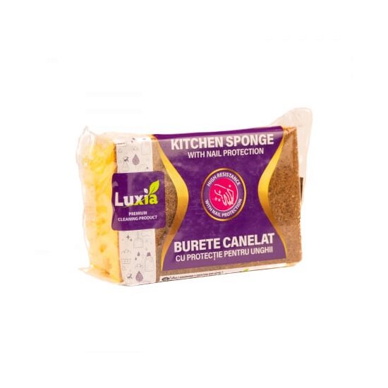 Bureți de vase cu canelură Luxia, 3 bucăți/set