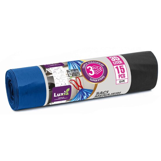 Saci menajeri Luxia 35L, 15 bucăți, Triplustrat