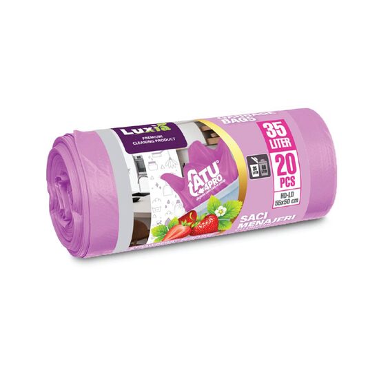 Saci menajeri Luxia 35L, 20 bucăți, cu parfum de căpșuni
