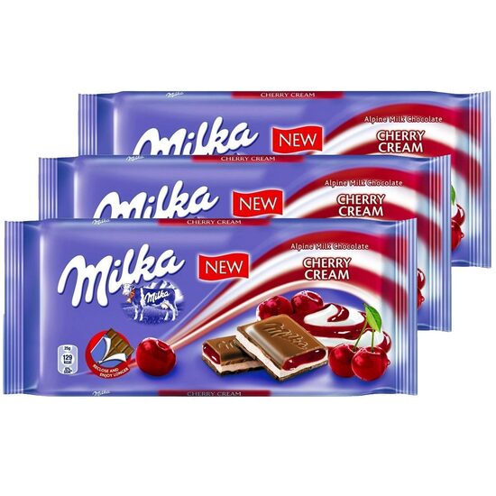 Pachet 3 x Tabletă ciocolată Milka Vișine, 100 g