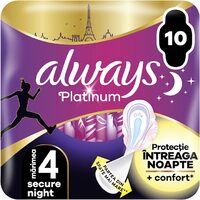 Absorbante Always Platinum Night, Pachet Duo, Mărimea 4, 10 bucăți