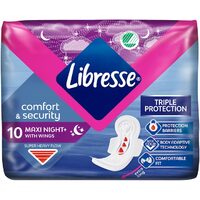 Absorbante Libresse Maxi Goodnight, 10 bucăți/set