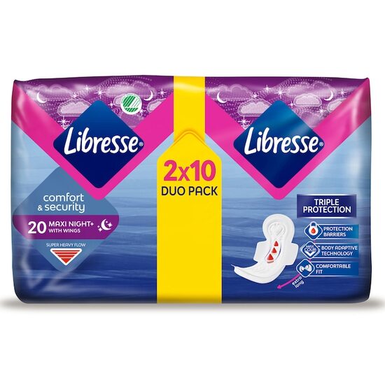 Absorbante Libresse Maxi Goodnight, 20 bucăți/set