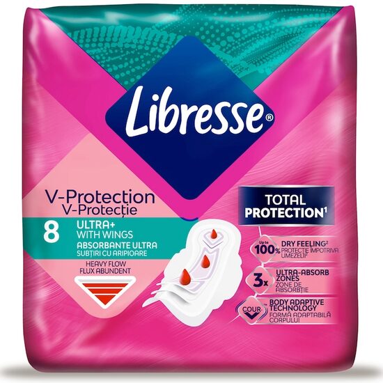 Absorbante Libresse Ultra Long cu Aripioare, 8 bucăți/set