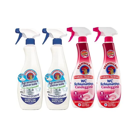 Set Chante Clair 2 x Degresant Universal Spray 600ml Bicarbonat, 2 x Spray Spuma Wc 625ml Clor
