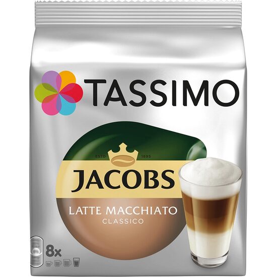 Capsule cafea Jacobs Tassimo, Latte Macchiato, 8 capsule cafea + 8 capsule lapte, 264 g