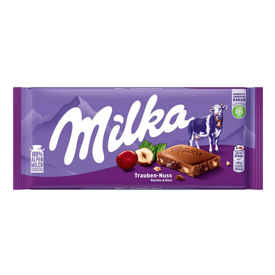 Ciocolată Milka cu stafide și alune – 90 g