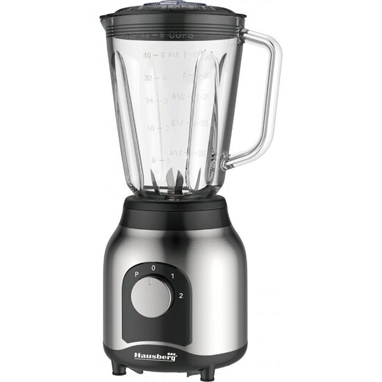 Blender cu râșnită, Hausberg HB-7762, două viteze cu pulsații, recipient sticlă 1.5 L, 600 W