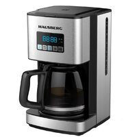 Filtru cafea digital cu functie de programare Hausberg HB3755, 1000-1200 W, 1.8 l, Wifi, afisaj LED, sistem de protectie, Inox