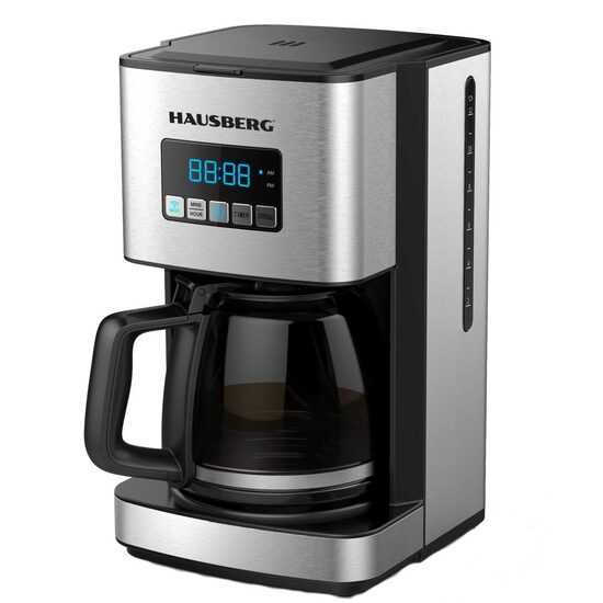 Filtru cafea digital cu functie de programare Hausberg HB3755, 1000-1200 W, 1.8 l, Wifi, afisaj LED, sistem de protectie, Inox