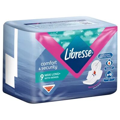 Absorbante Libresse Comfort&Security Maxi Long cu aripioare, 9 bucăți
