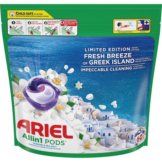 Capsule detergent Ariel All-in-1 Pods Fresh Breeze Greek Islands – 60 buc