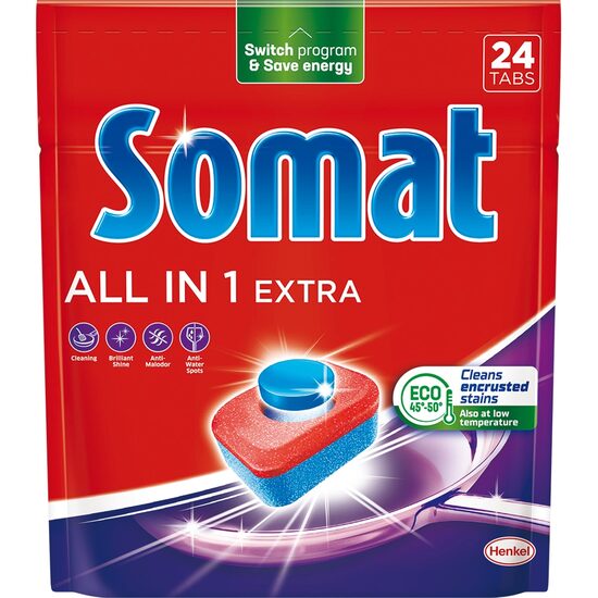 Tablete pentru mașina de spălat vase Somat All in One Extra – 24 tablete