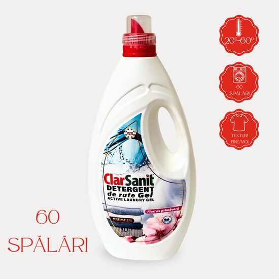 Detergent gel de rufe Clarsanit Flori de Primăvară, 3 L