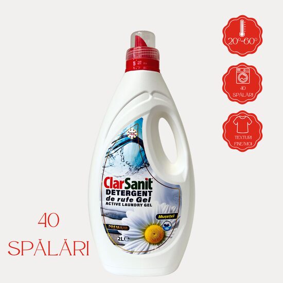 Detergent gel de rufe Clarsanit Mușețel, 2 L